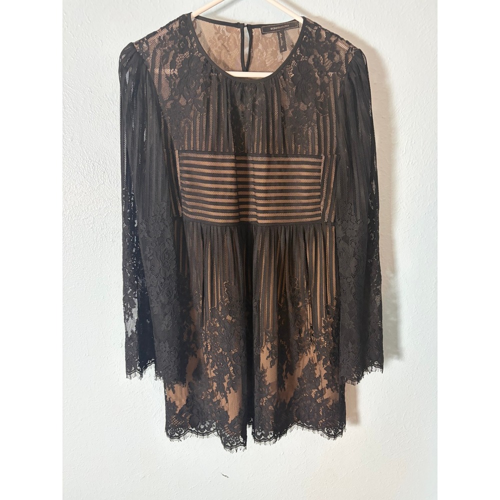 BCBGMAXAZRIA Luann Cocktail Lace Mini Dress Long Sleeve S Whimsigoth LBD